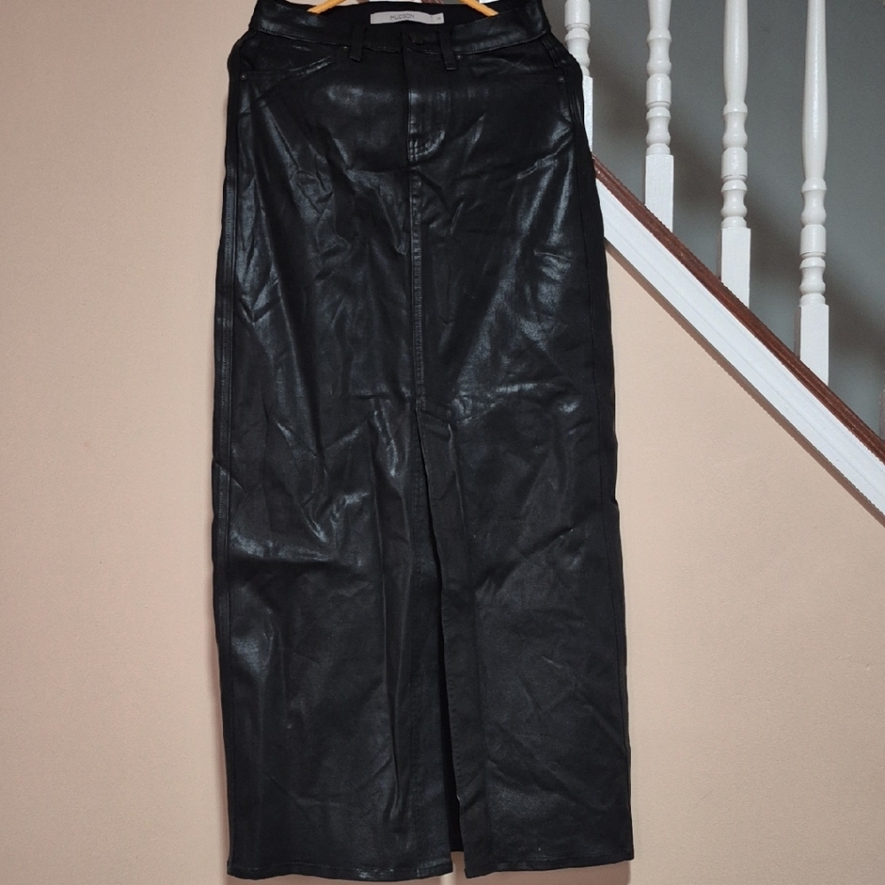 Hudson Jeans Black Faux Leather Skirt